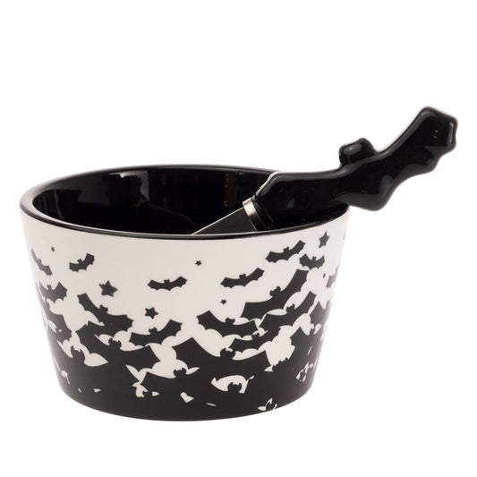 Halloween Bats Ceramic Bowl & Spreader