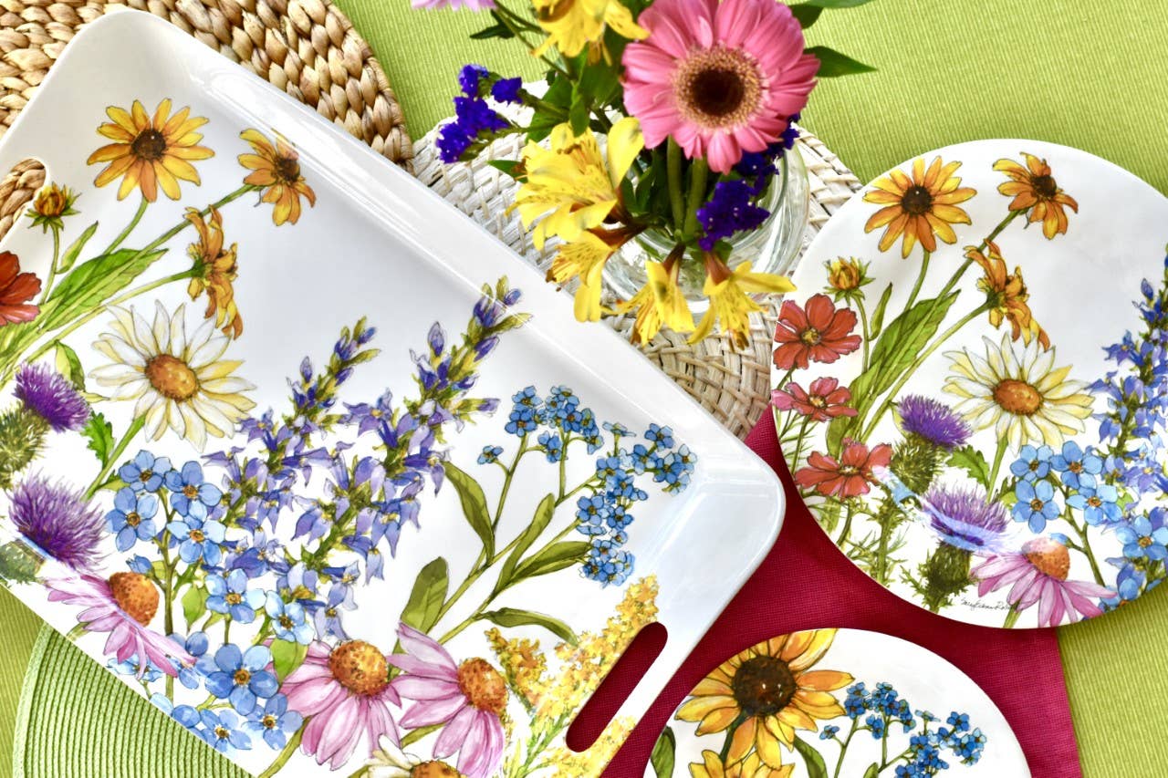 Wildflower Floral Garden Bamboo Dinner Plate