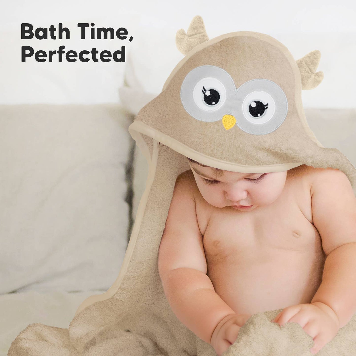 Owl Cuddle Baby Hooded Towel