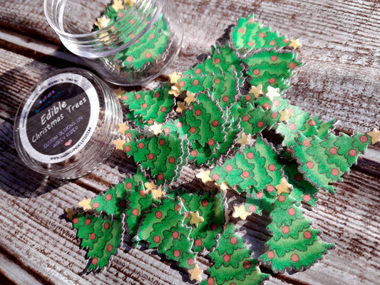 Mini Christmas Trees Wafer Paper Edible Cake Decorations