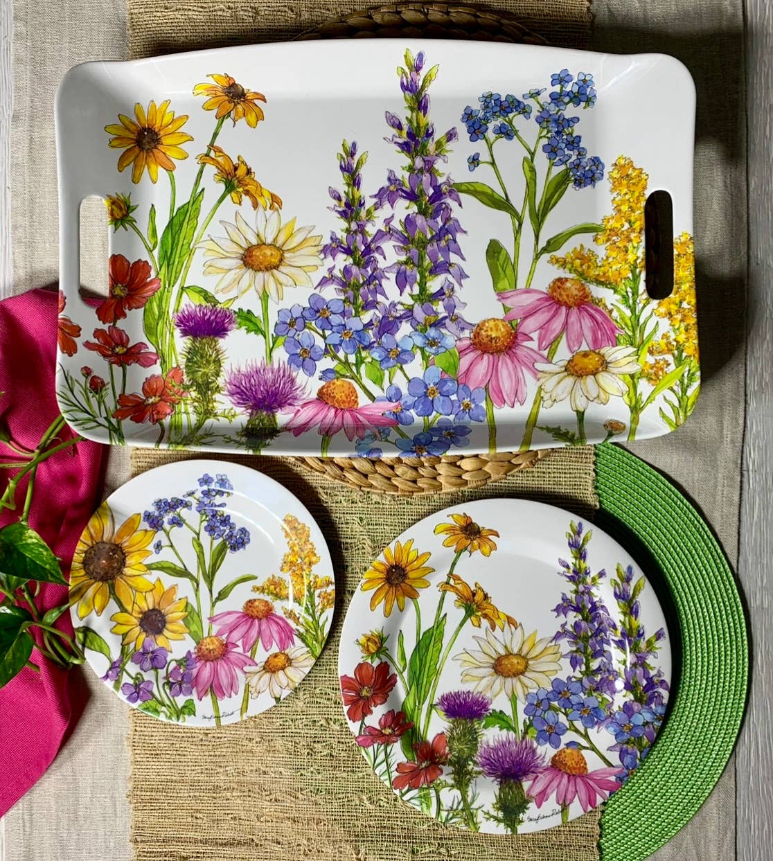 Wildflower Floral Garden Bamboo Dinner Plate