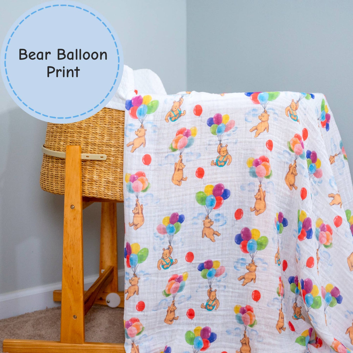 Baby Muslin Swaddle Blanket 47x47 Up, Up & Bear!