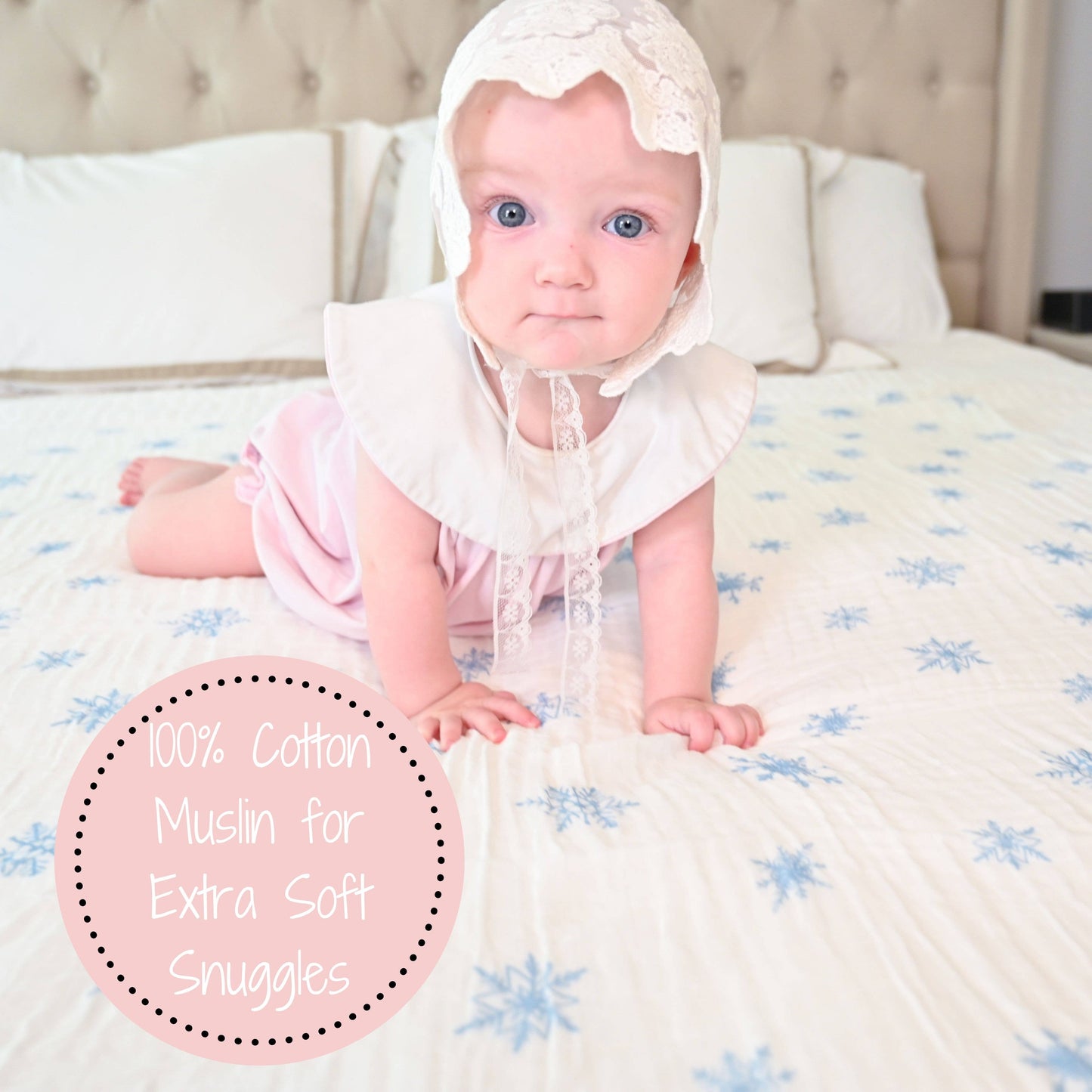 Snowflakes Muslin Baby Swaddle Blanket
