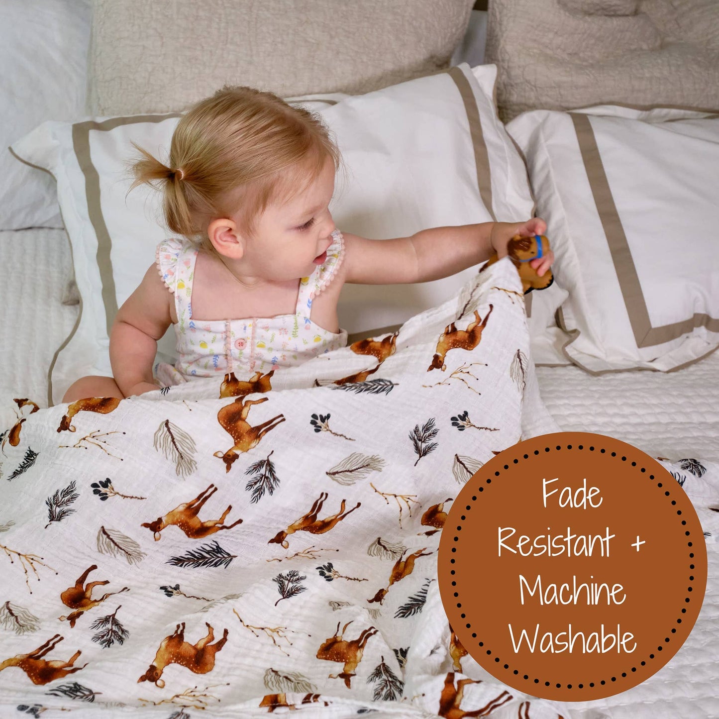 Oh Deer Baby Muslin Swaddle Blanket