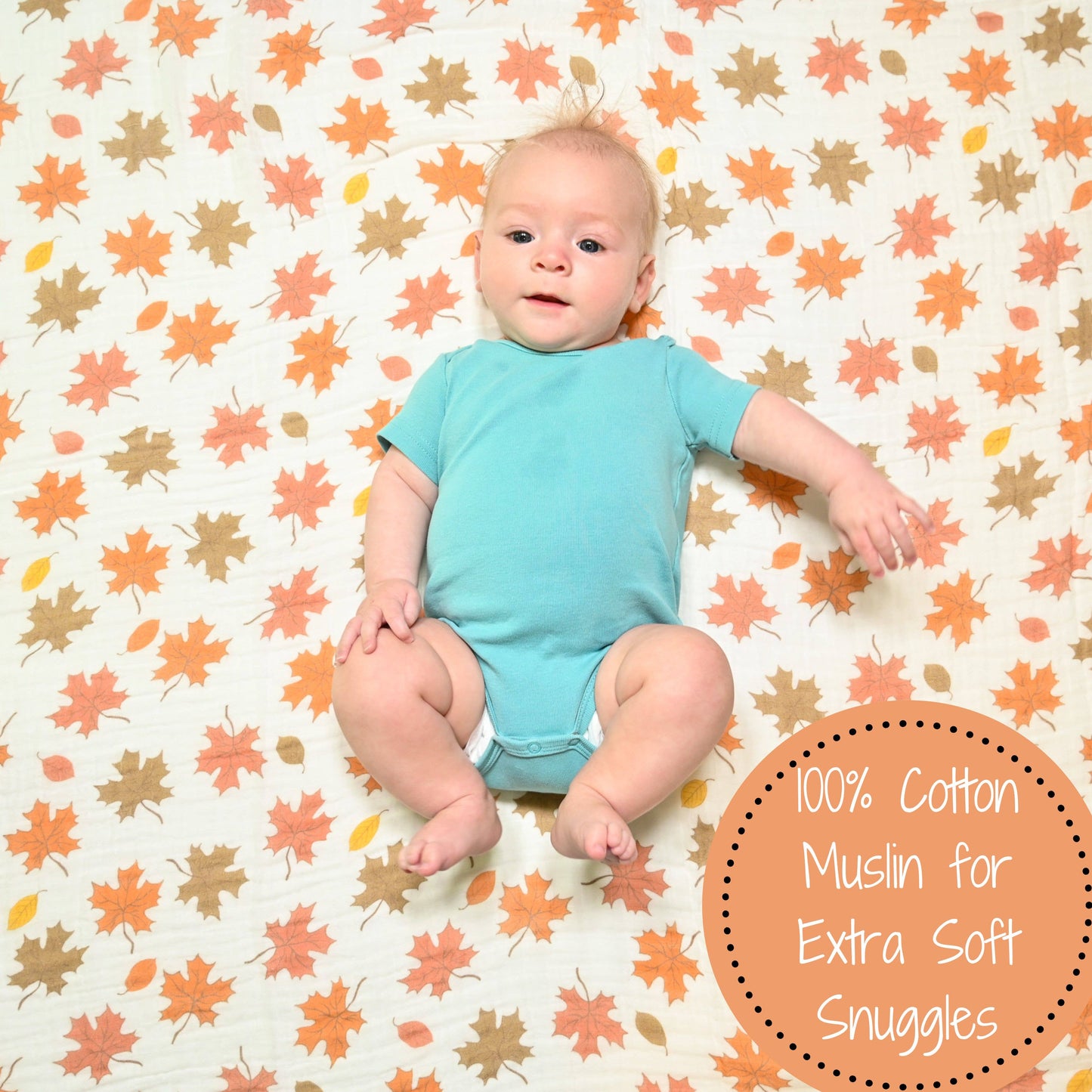 Unbe-leaf-able Fall Holiday Baby Muslin Cotton Blanket