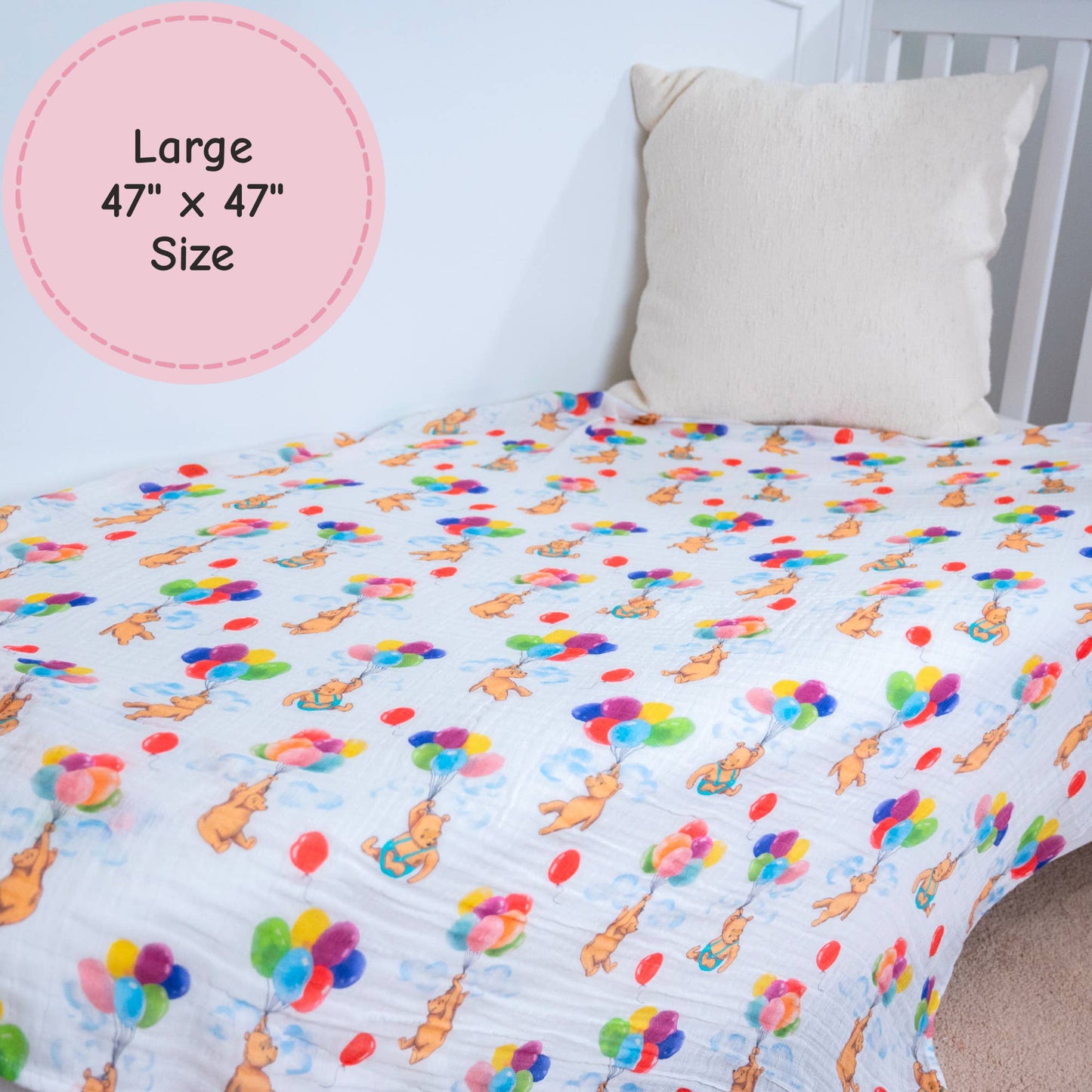 Baby Muslin Swaddle Blanket 47x47 Up, Up & Bear!
