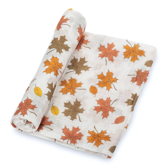 Unbe-leaf-able Fall Holiday Baby Muslin Cotton Blanket