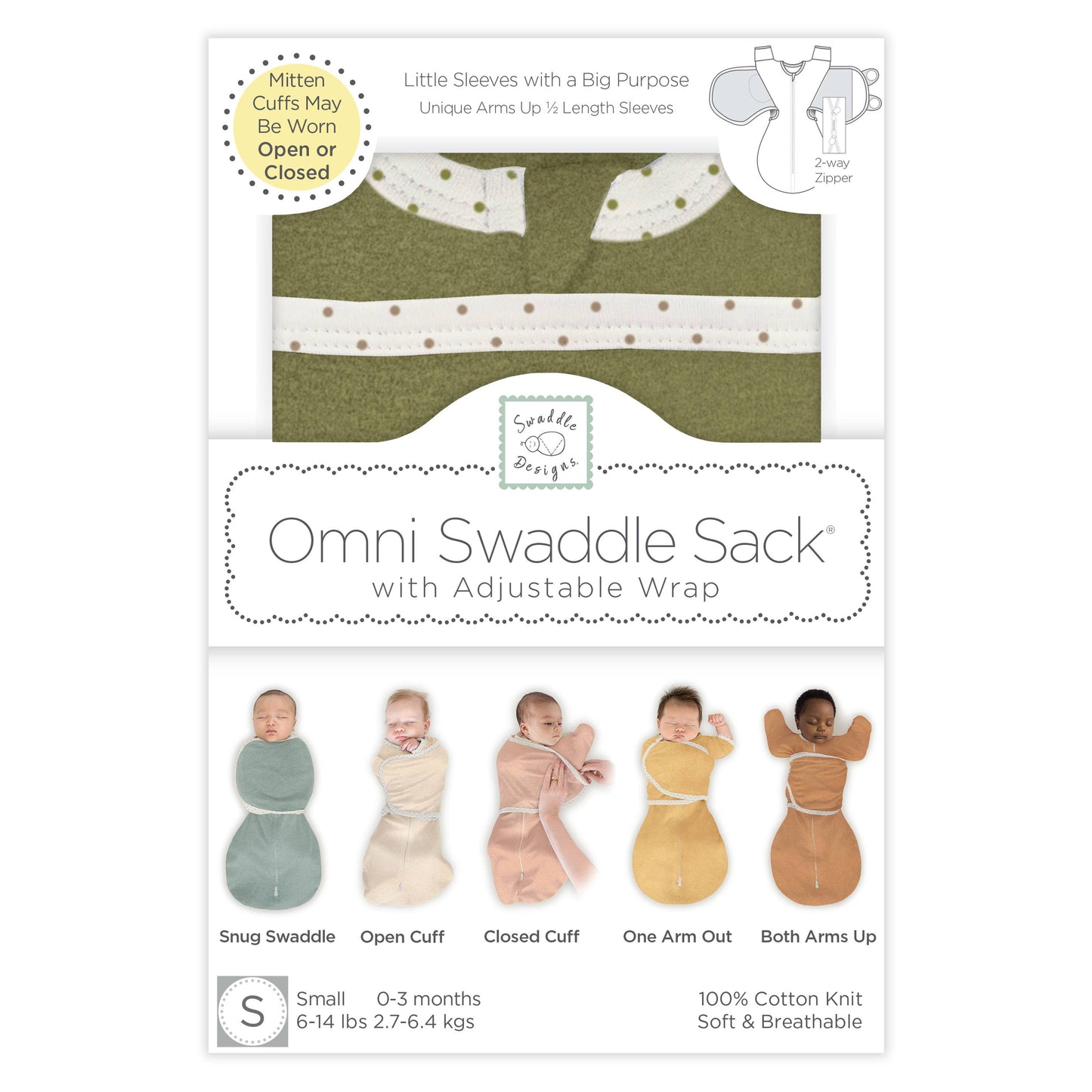 Omni Swaddle Sack, Heathered Green Turtle