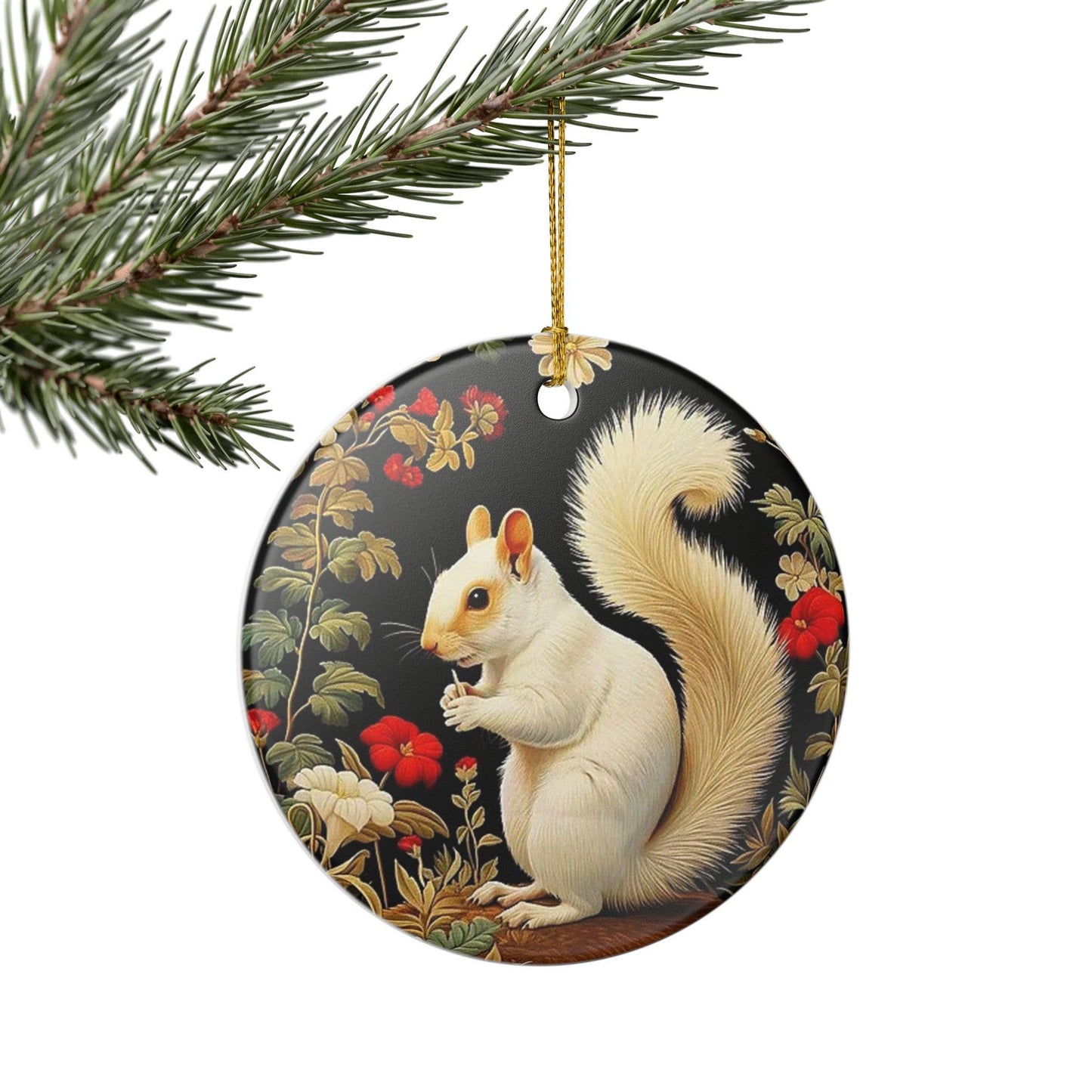 White Squirrel,  William Morris Christmas Ornament, Museum