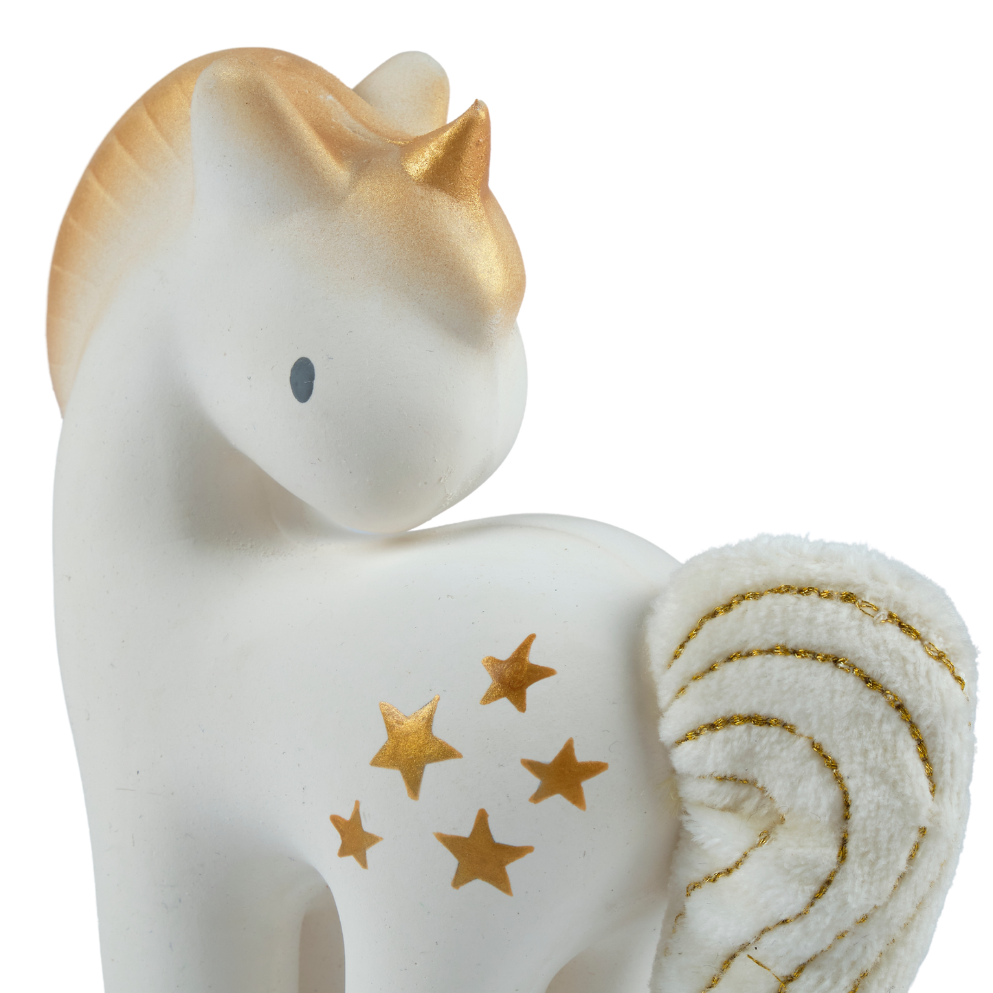 Shining Stars Unicorn Natural  Rubber Rattle with Crinkle Tail