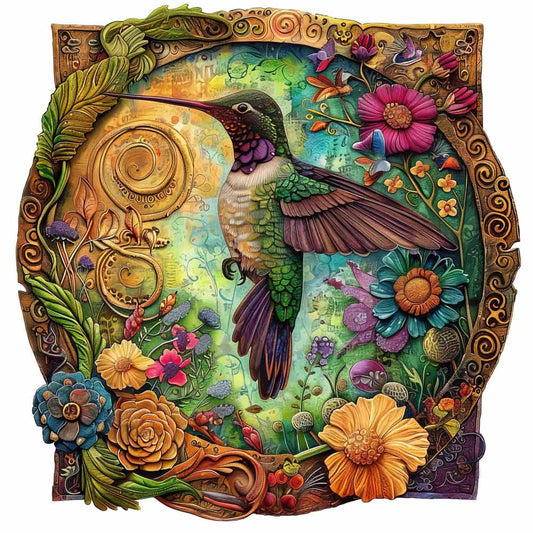Vibrant Blossom Hummingbird - Jigsaw Puzzle