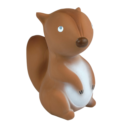 Squirrel Organic Rubber Teether, Rattle & Bath Toy