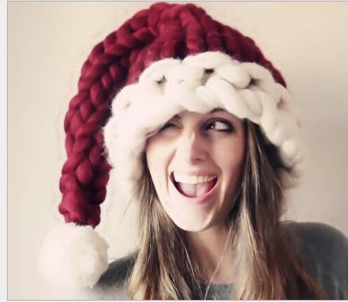 Santa Hat Chunky Knit Christmas Hat Slouchy Beanie Yarn