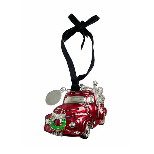 Christmas 3D Red Truck Ornament with Engraving Tag