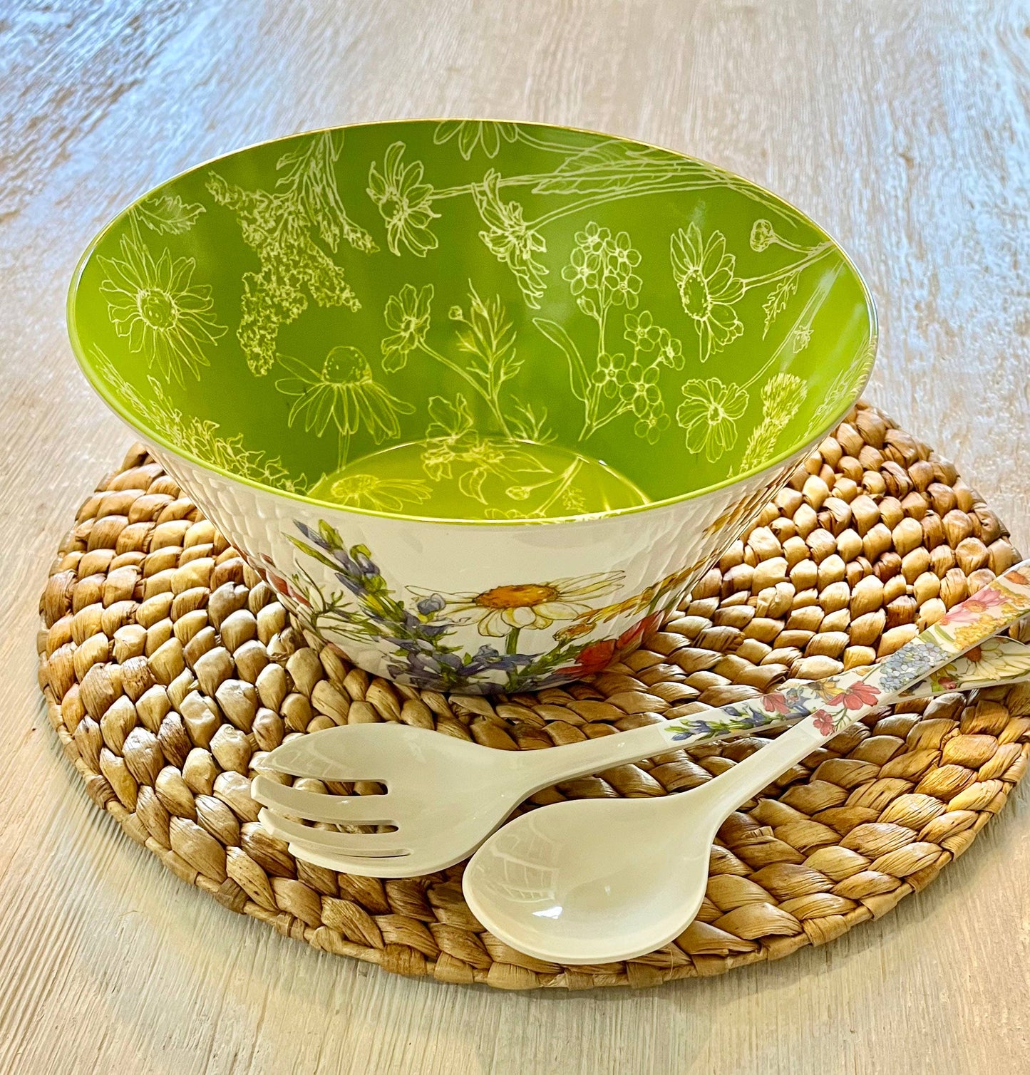 Wildflower Floral Serving Salad Pasta Bowl