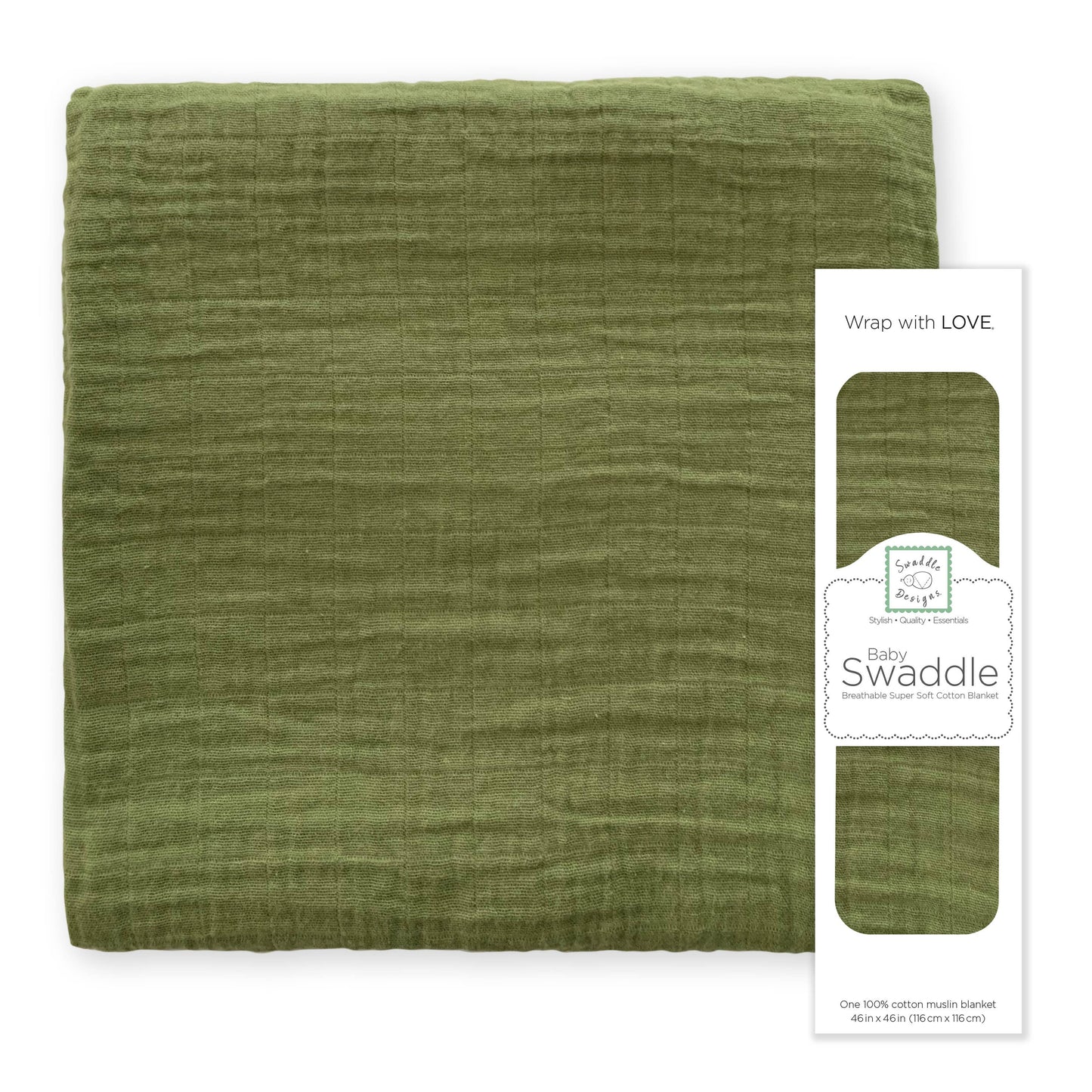Green Turtle Muslin Swaddle Blanket, Premium Cotton