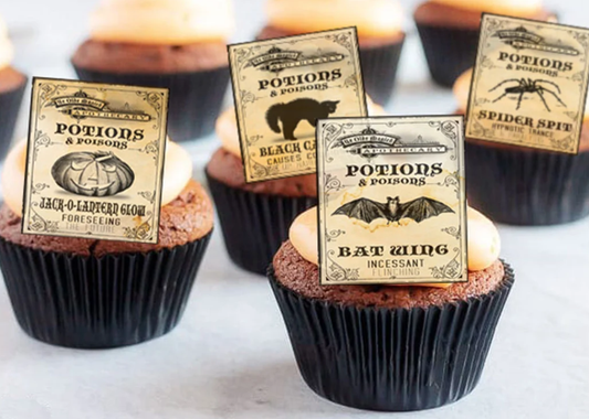 Potion Bottle Labels, Edible Wafer Paper Cake or Cupcake