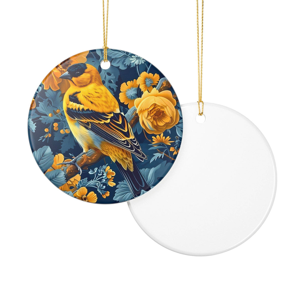 Yellow Finch William Morris Christmas Ornament, Woodland