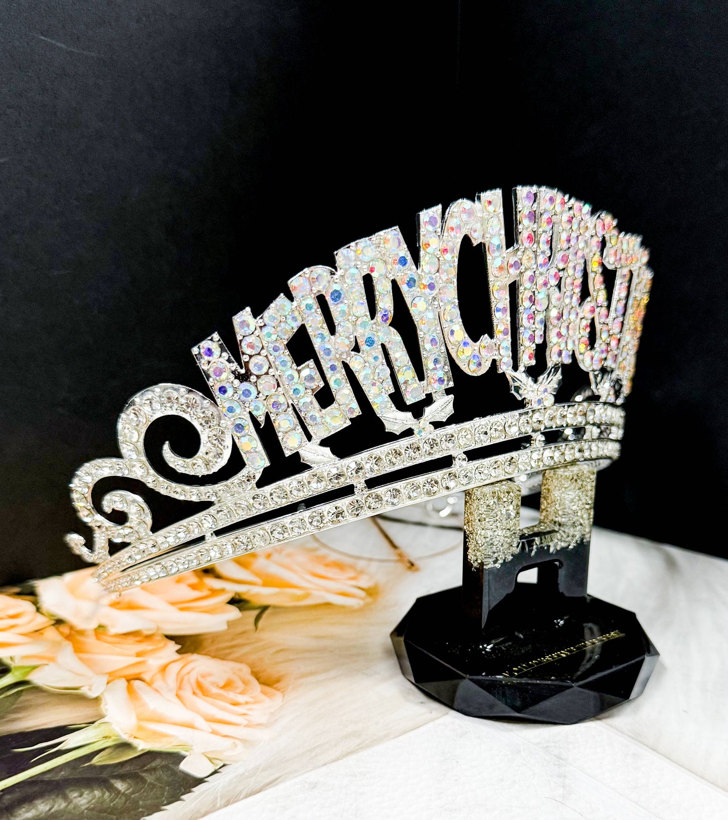 Merry Christmas Crown, Silver Crown, Christmas Tree Decor