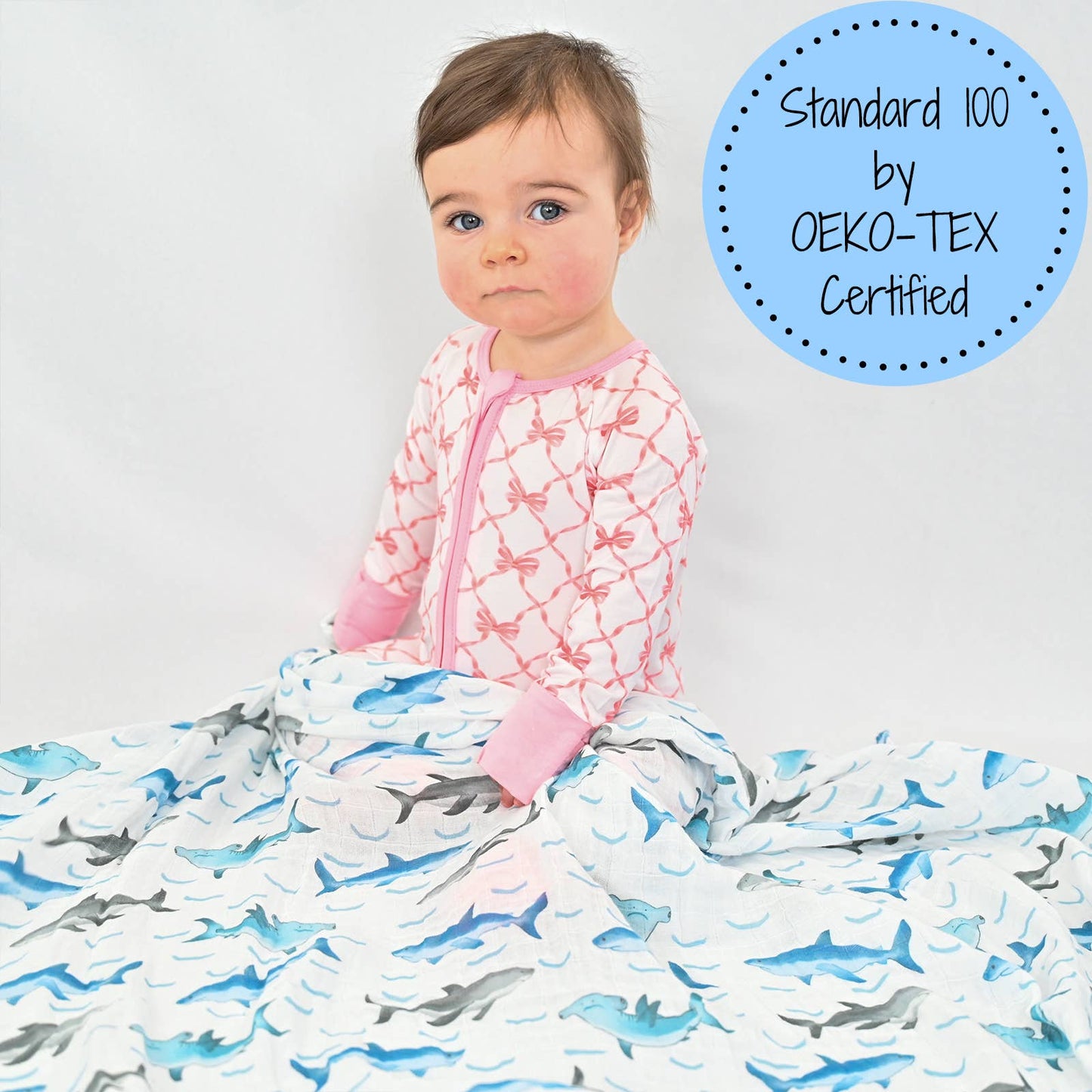 Jawsome Shark Ocean Theme Baby Muslin Swaddle Blanket