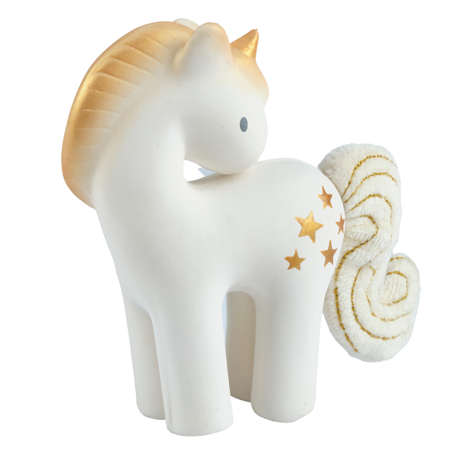 Shining Stars Unicorn Natural  Rubber Rattle with Crinkle Tail