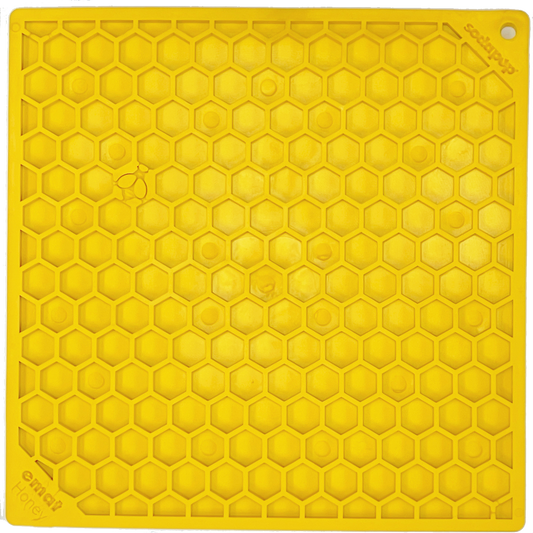 Honeycomb Design Emat Enrichment Licking Mat - Yellow - Larg