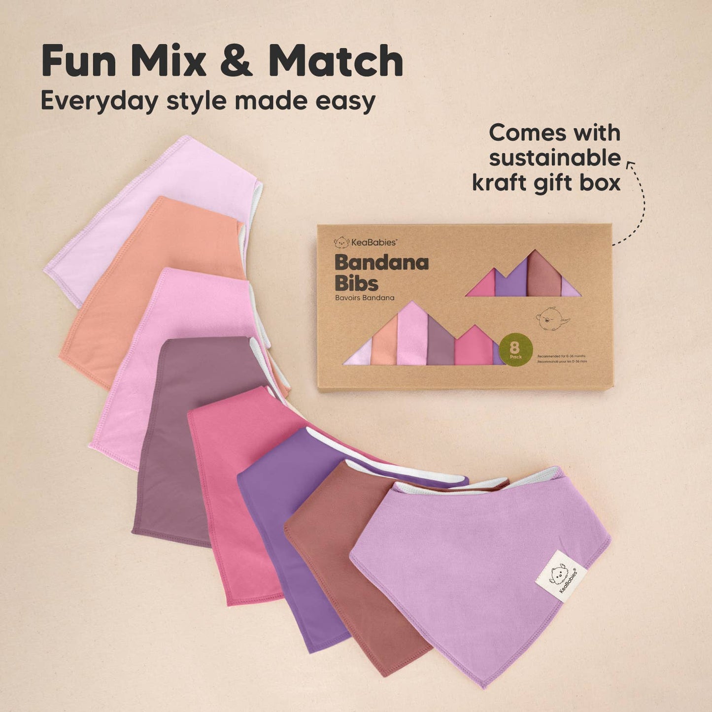 8-pack Baby Bandana Bibs for Girls and Boys