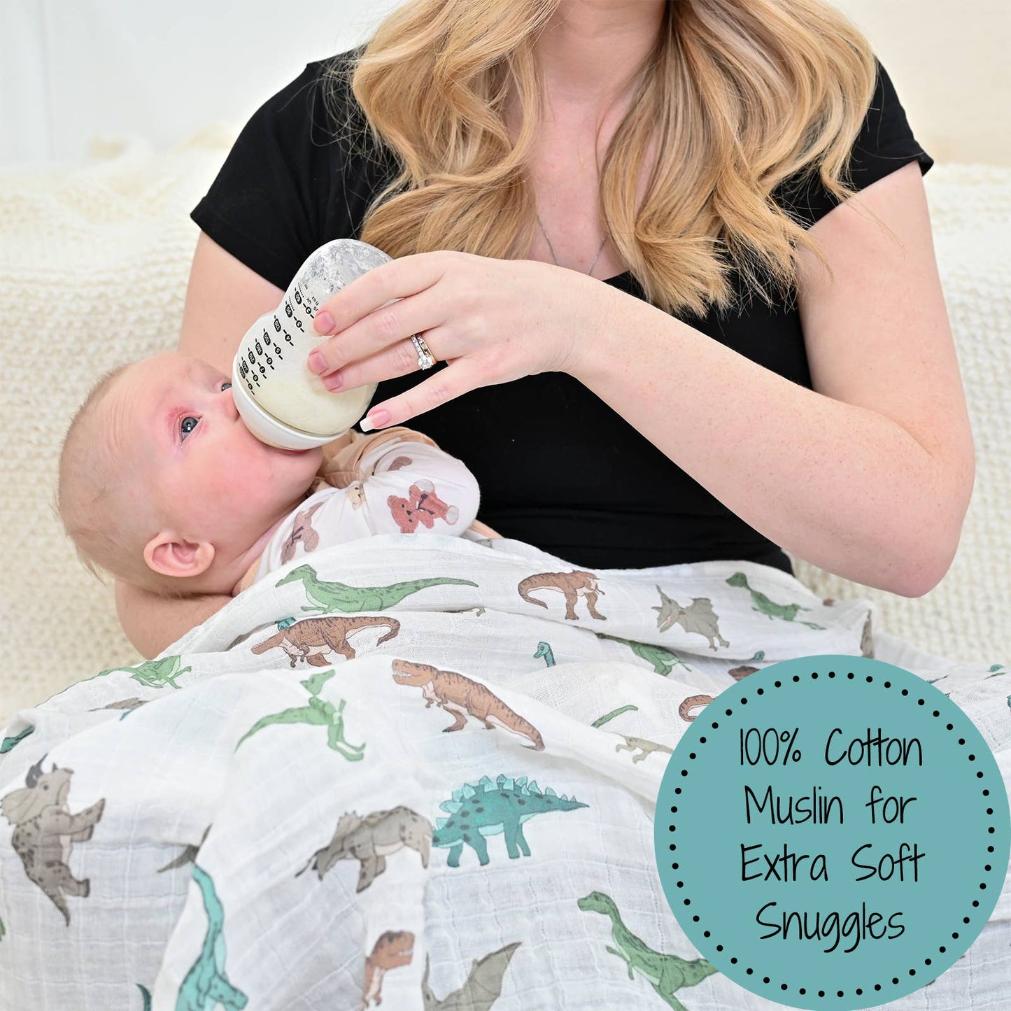 Baby Muslin Swaddle Blanket 47x47 Dinosaur