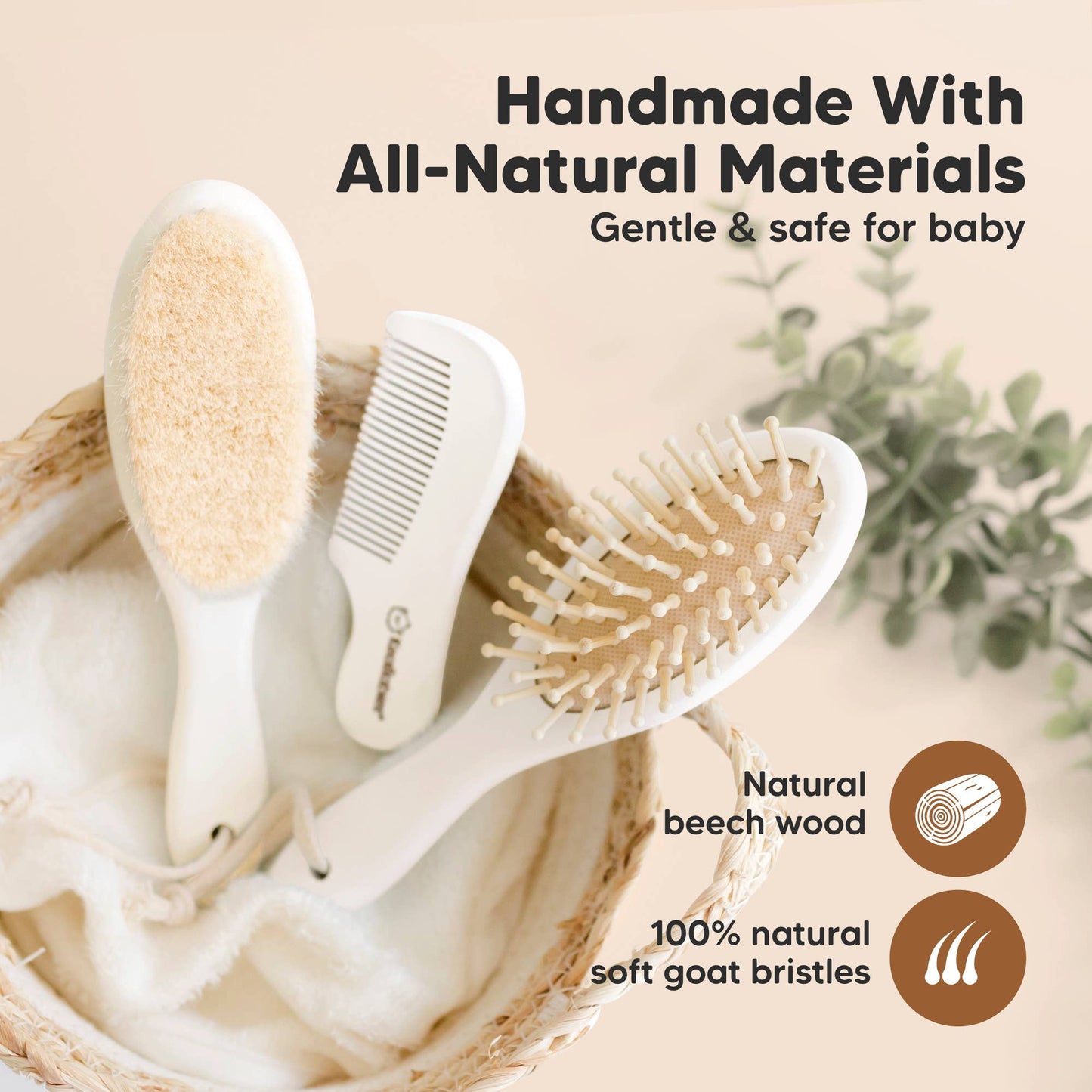 KeaBabies Baby Hair Brush and Comb Set