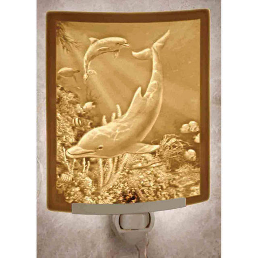 Dolphins Porcelain Lithophane Night Light