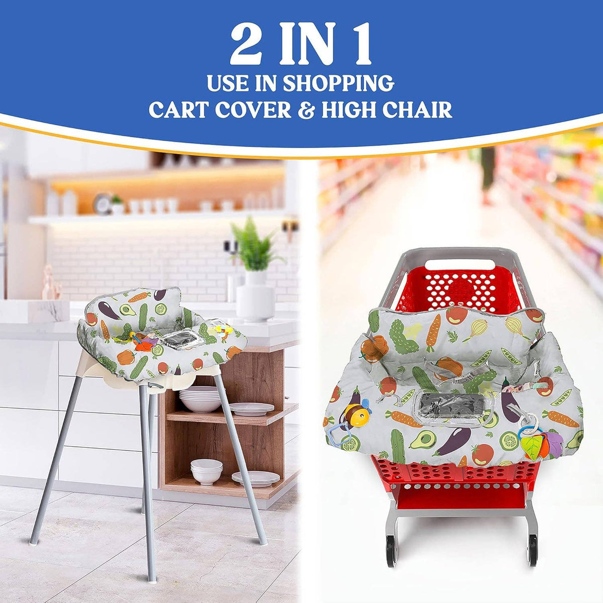 Pillani Shopping Cart Cover for Baby 2-in-1 High Chair Cover