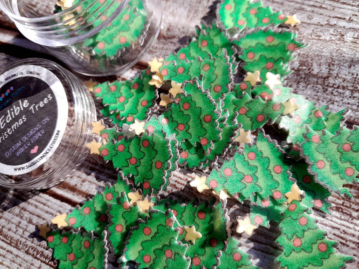 Mini Christmas Trees Wafer Paper Edible Cake Decorations