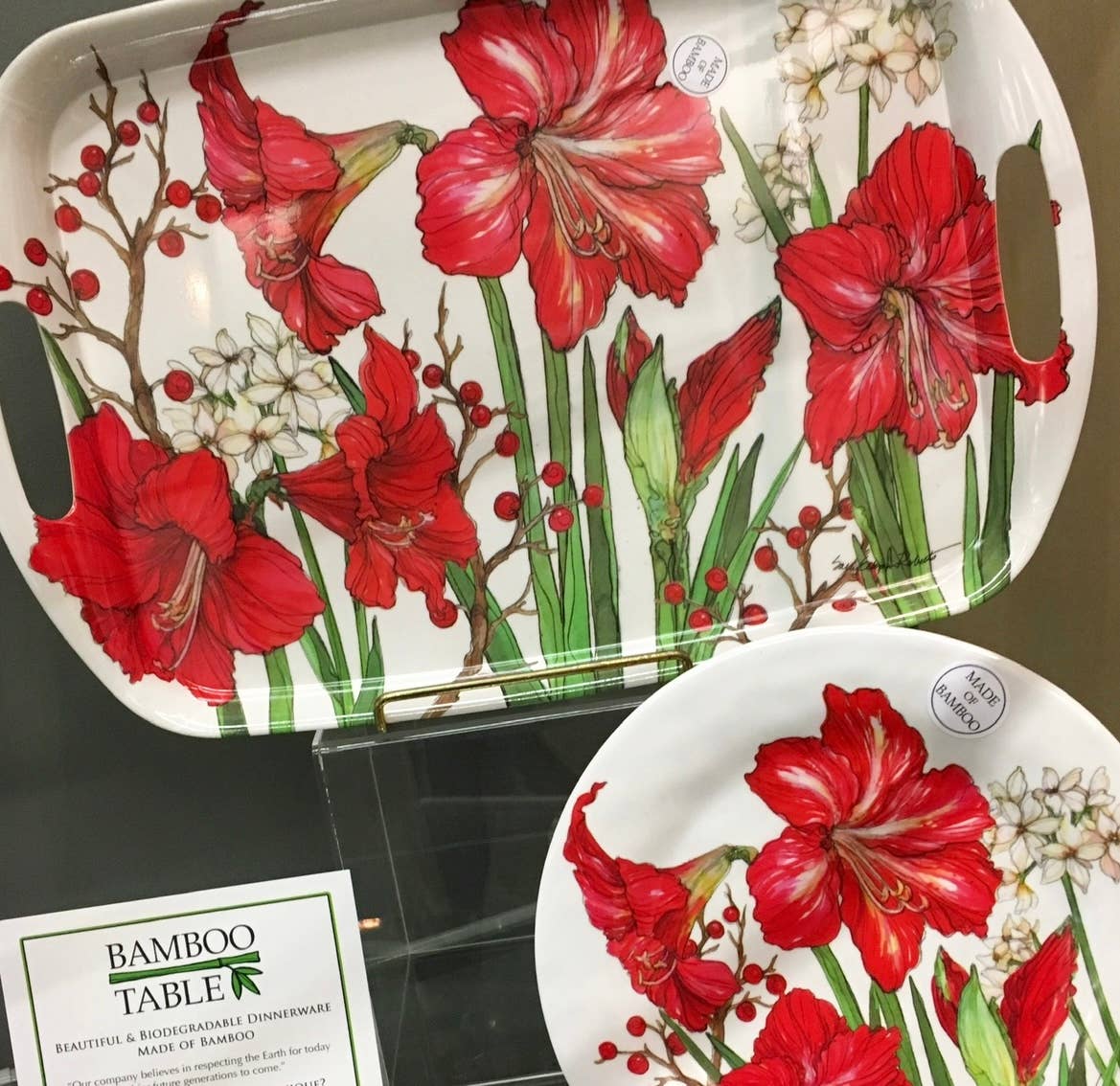 Amaryllis Christmas Holiday, Hostess Serving Bamboo Tray