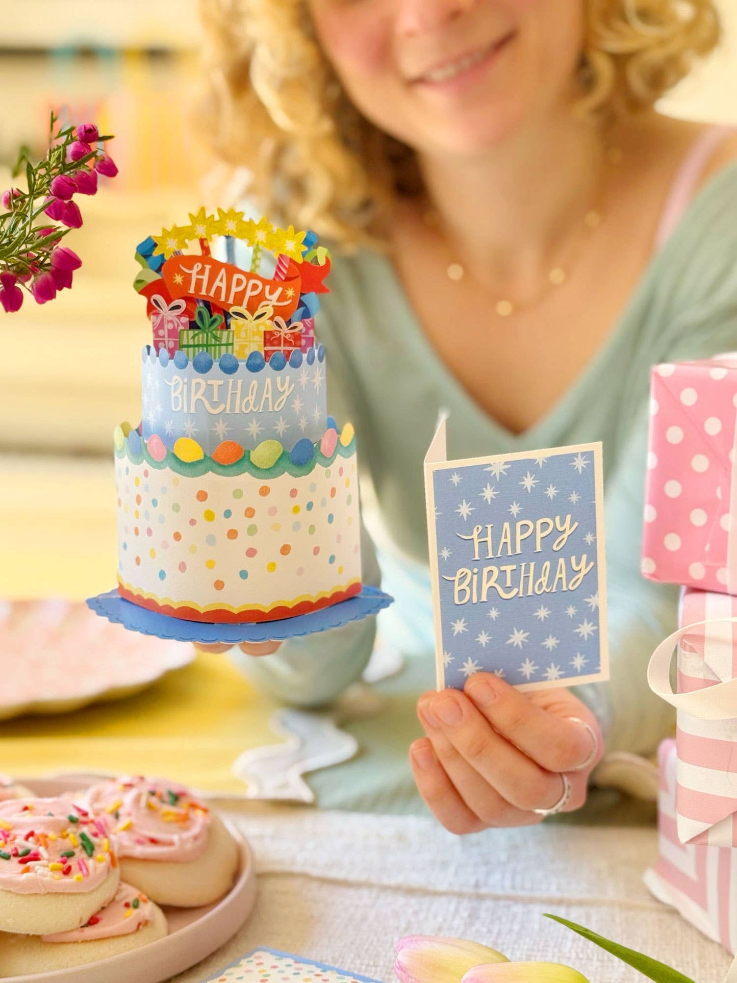 Mini Confetti Birthday Cake Pop-up Greeting Cards