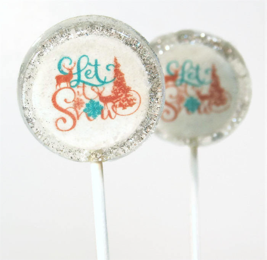 Christmas Carols Lollipops with Edible Glitter