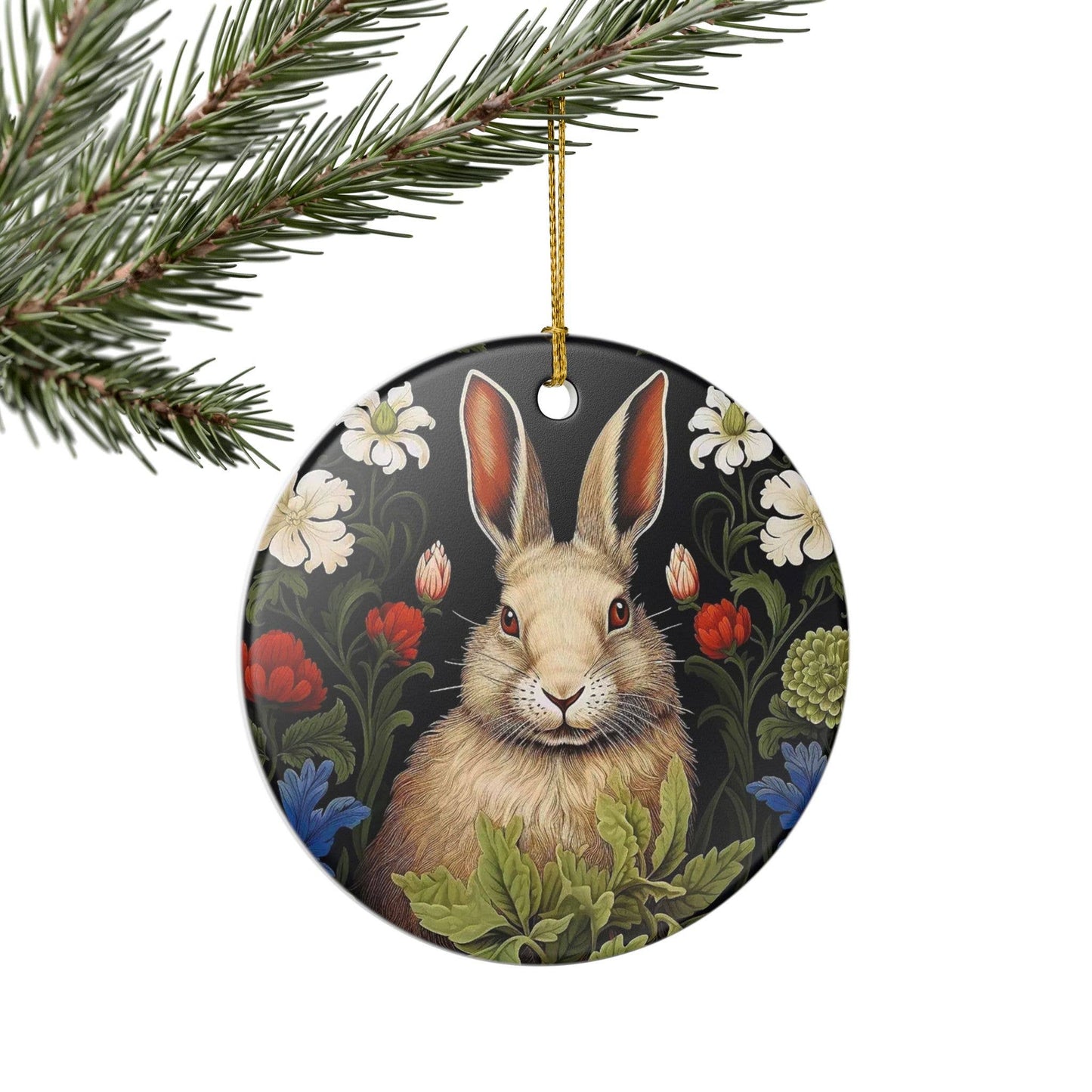 Rabbit William Morris Christmas Ornament