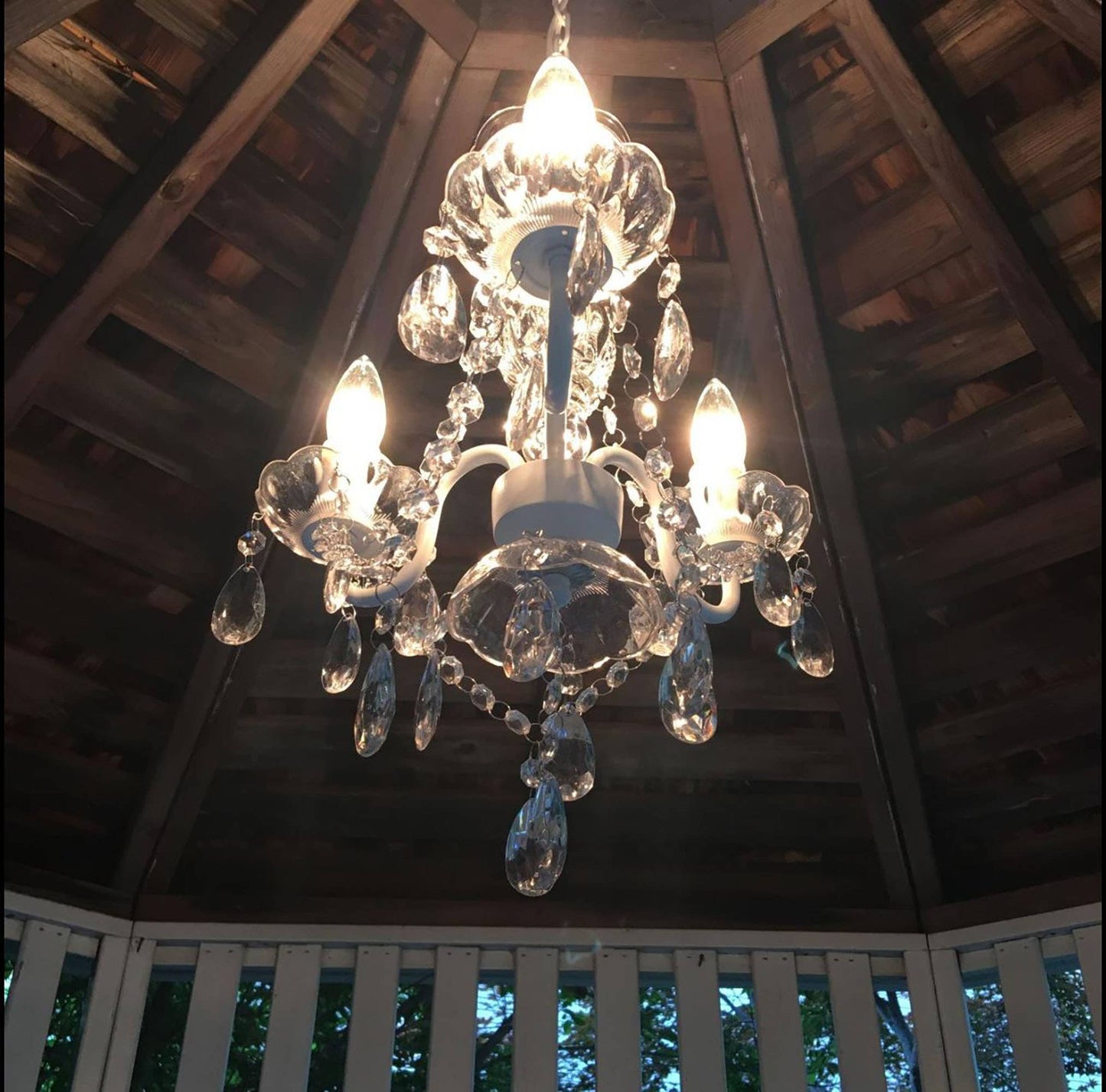 3 Light Crystal White Plug-in Chandelier