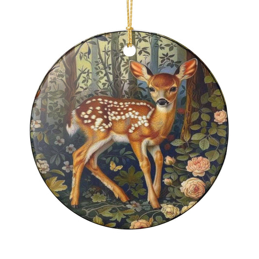 Fawn Christmas Ornament, Woodland  gift, William Morris
