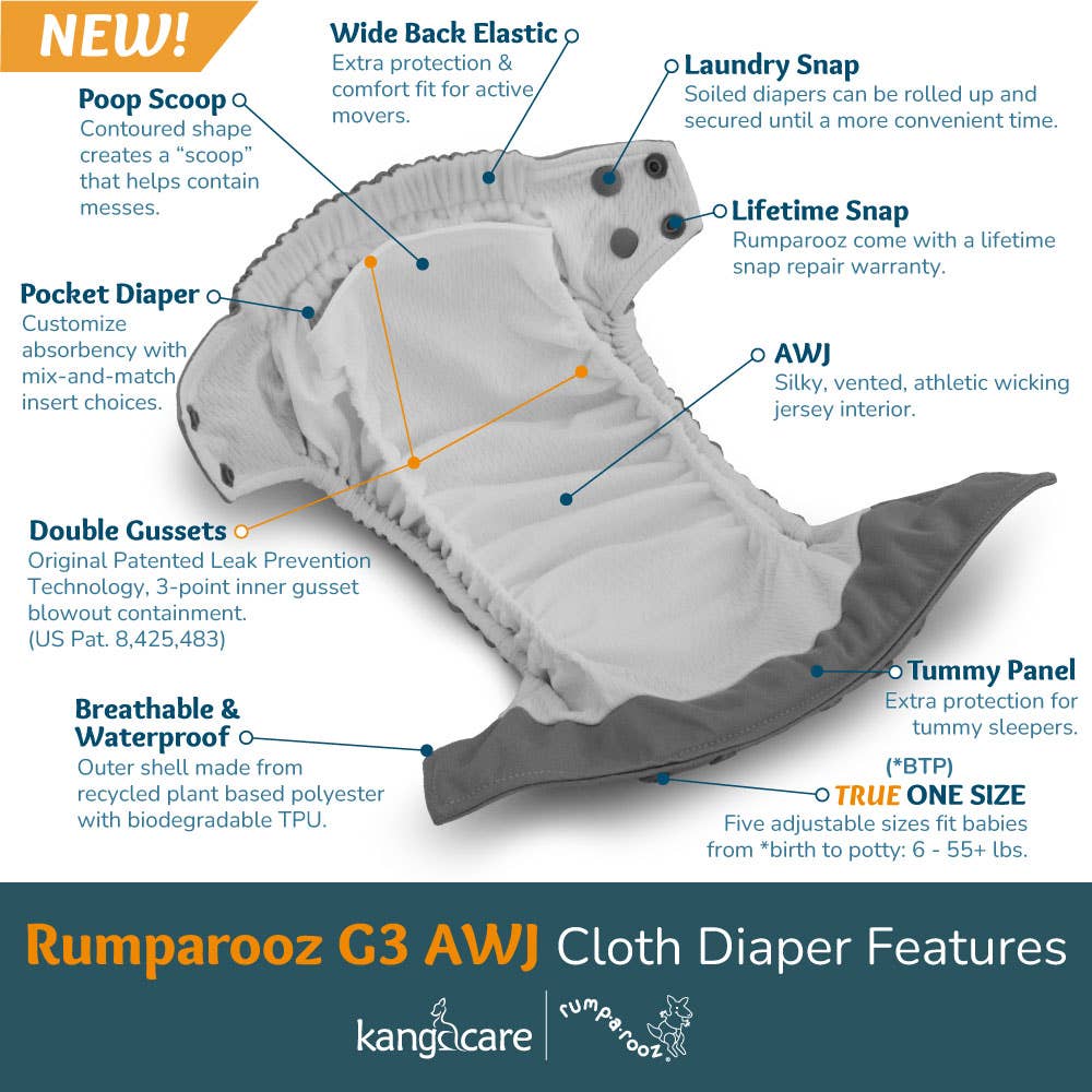 Rumparooz G3 AWJ One Size Pocket Cloth Diaper