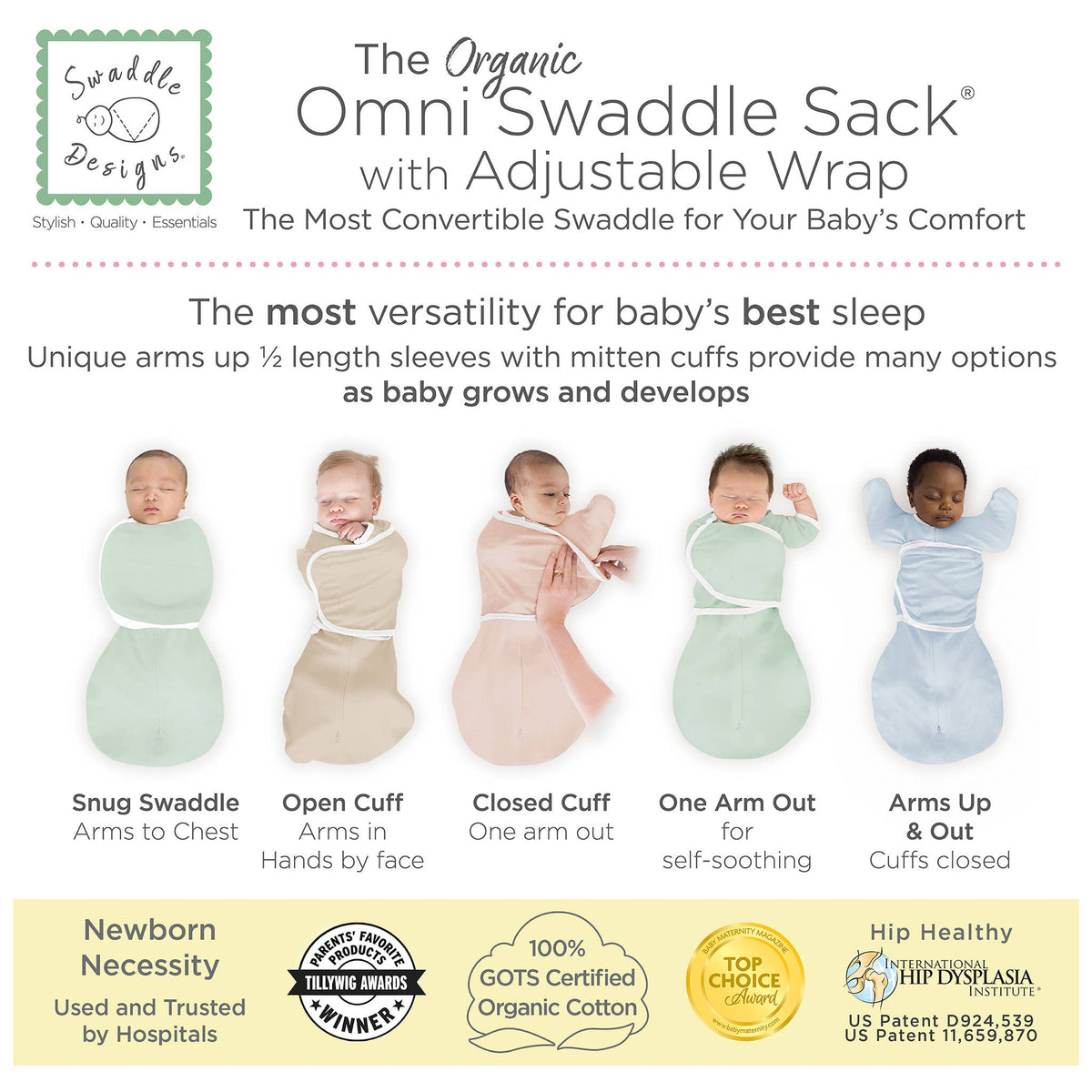 Organic Omni Swaddle Sack, Soft Blue