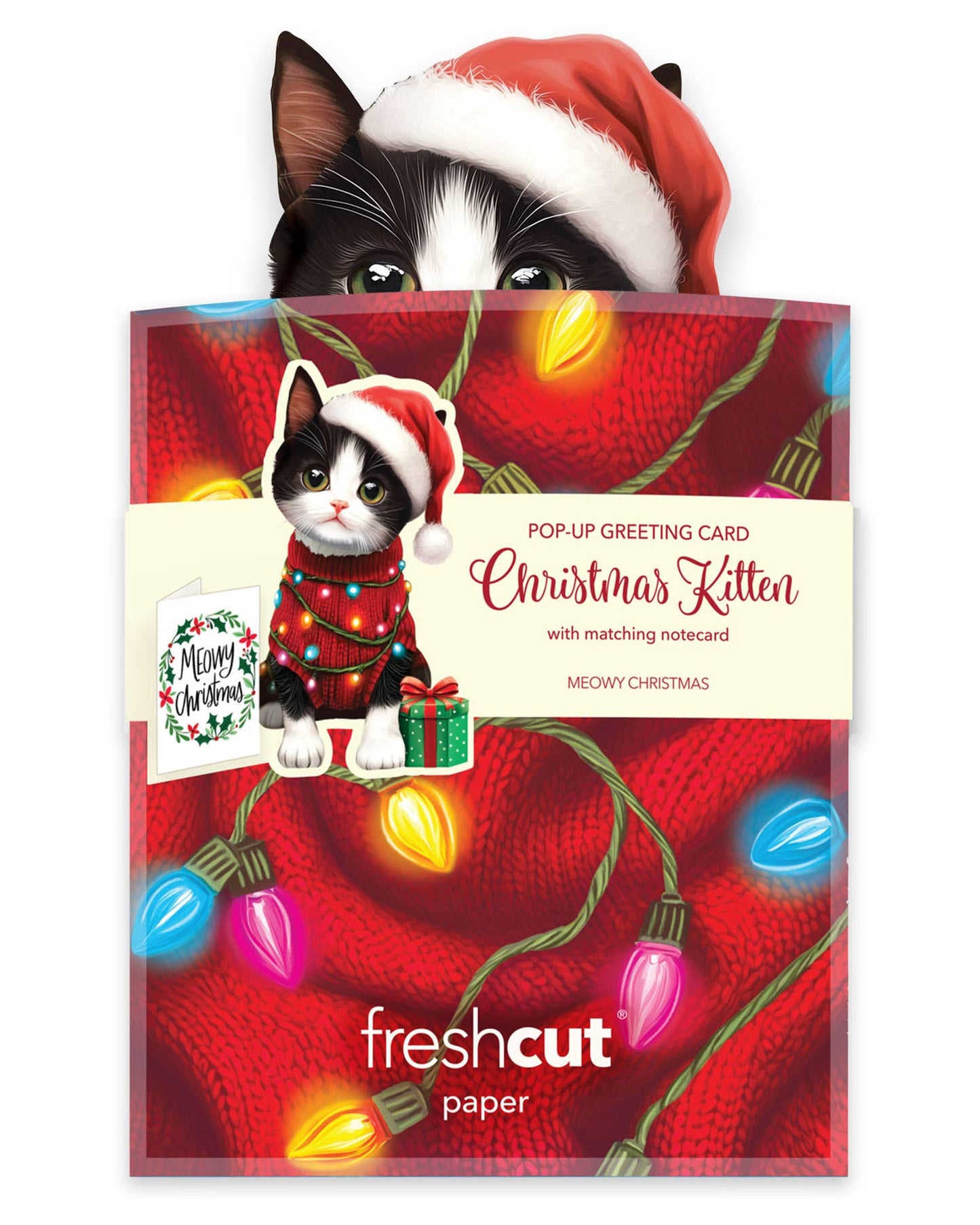 Mini Christmas Kitten  Pop-Up Greeting Card