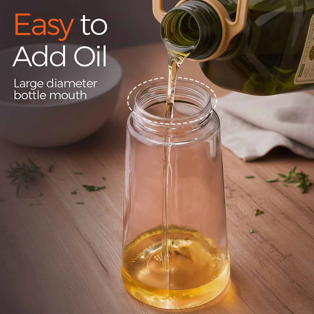 2-in-1 Oil Sprayer & Oil Dispenser – 16oz Glass, Oil Bottle