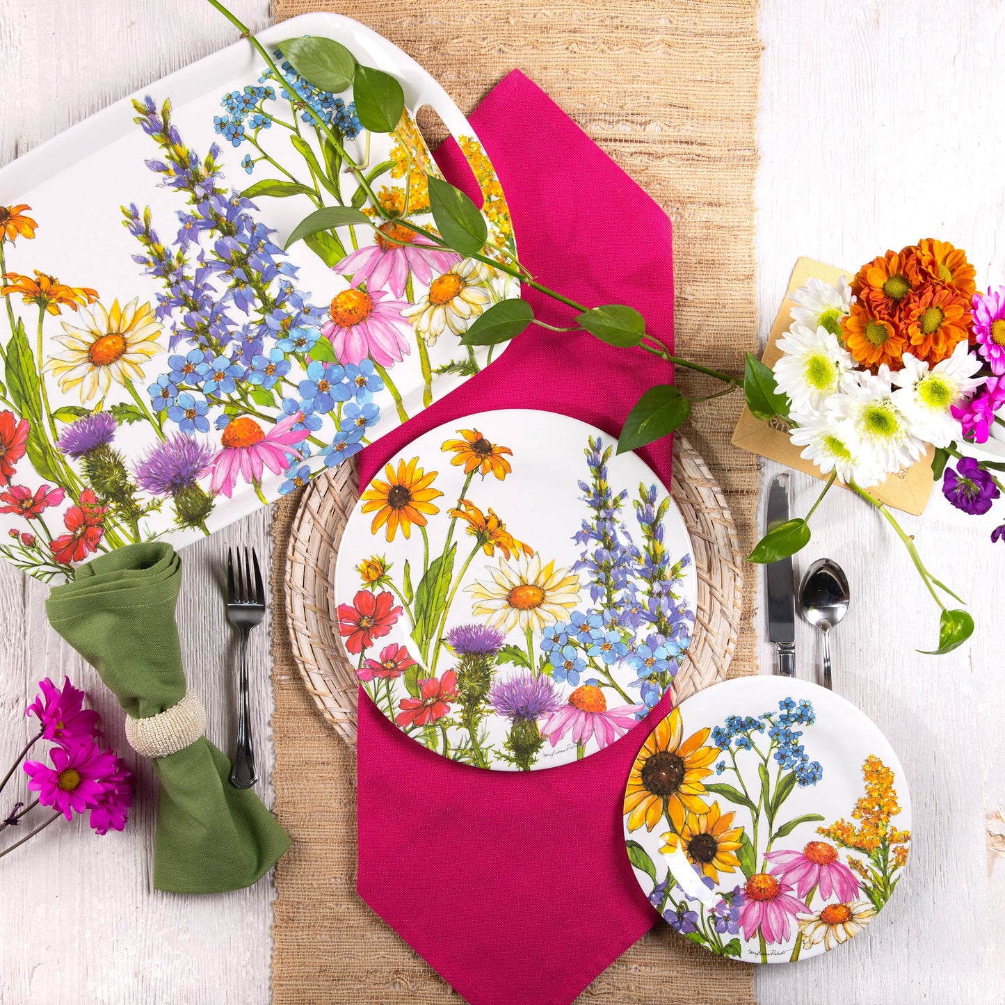 Wildflower Floral Garden Bamboo Dinner Plate