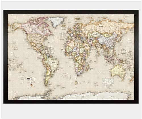 Magnetic Travel Map of the World - Old World Tan