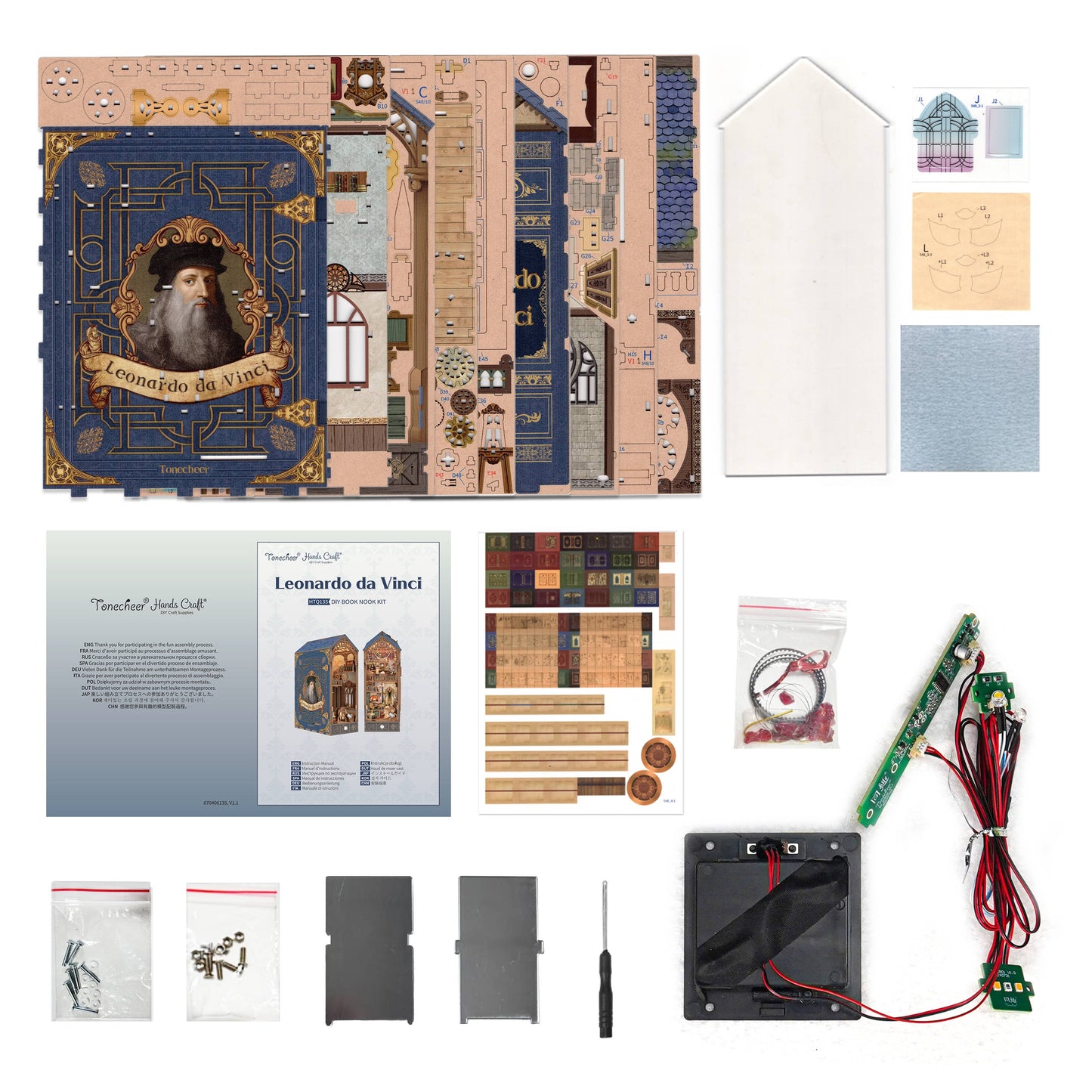 DIY Book Nook Kit: Leonardo da Vinci w/ Dust Cover
