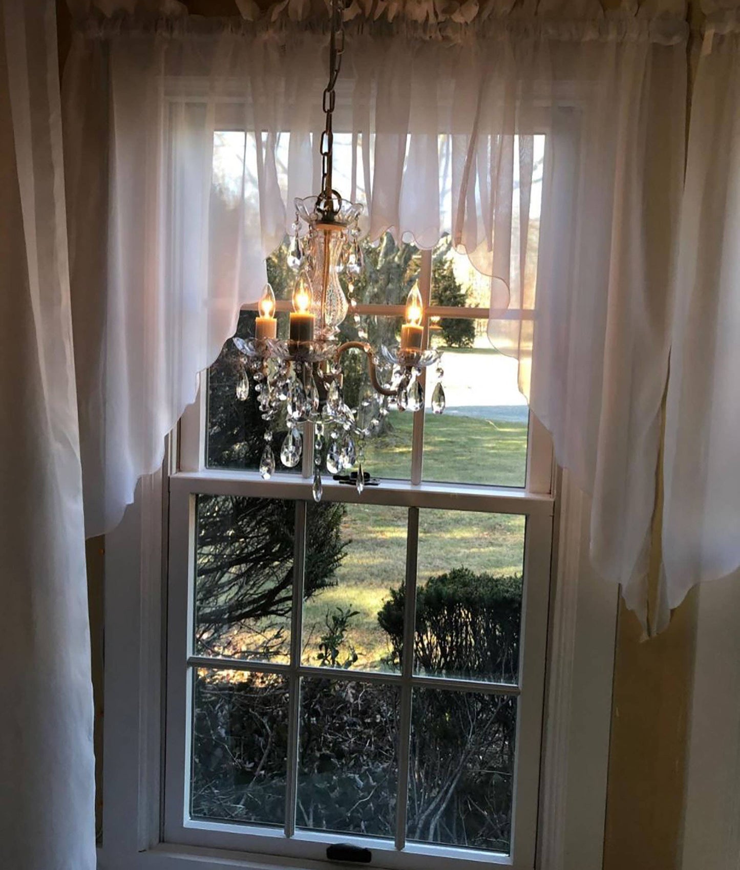 3 Light Crystal White Plug-in Chandelier
