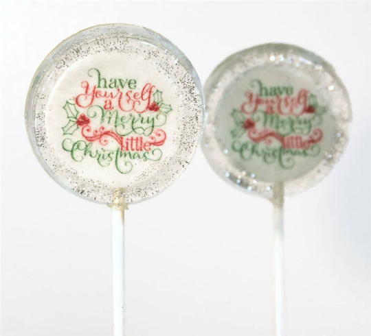 Christmas Carols Lollipops with Edible Glitter