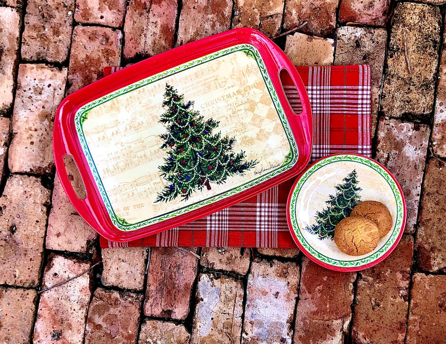 Merry Christmas Tree Bamboo Serving Tray/ Hostess Gift