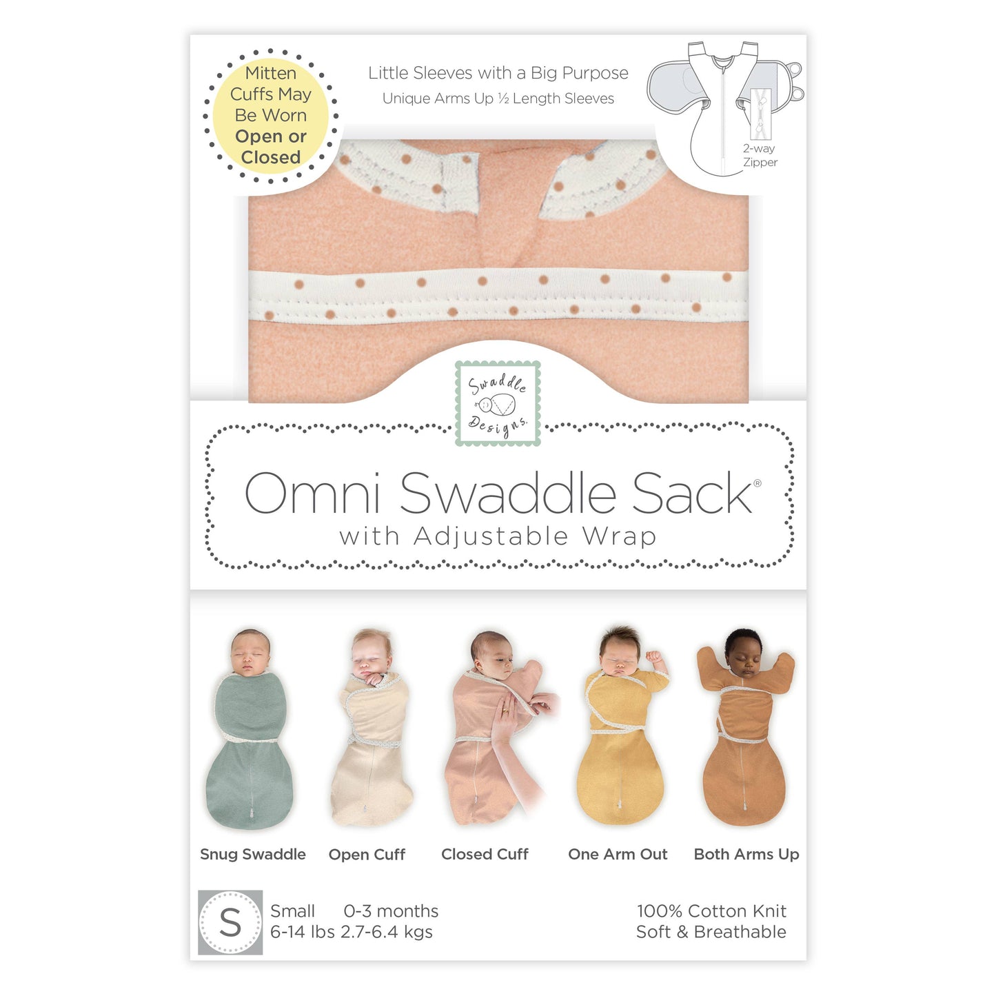 Omni Swaddle Sack, Heathered Peach Blush