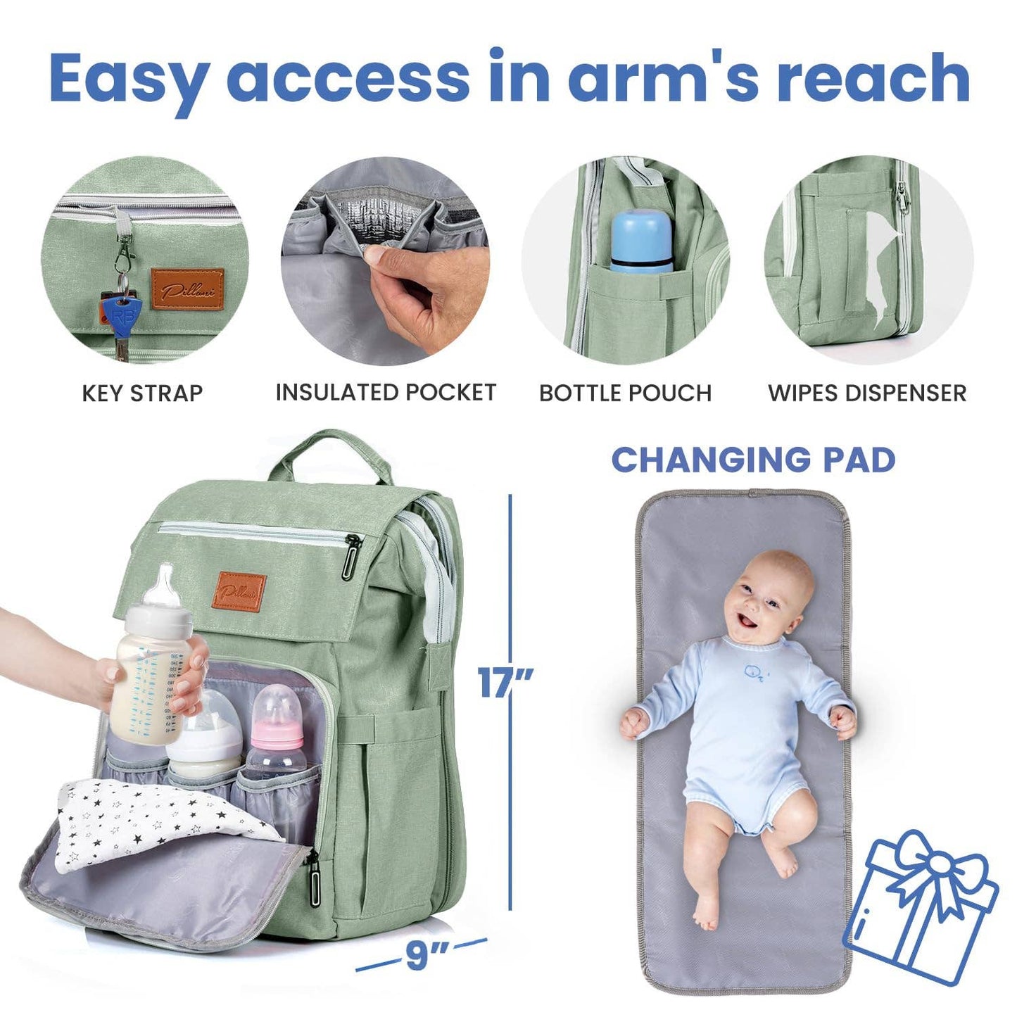 Pillani Baby Diaper Bag Backpack, Newborn Essentials